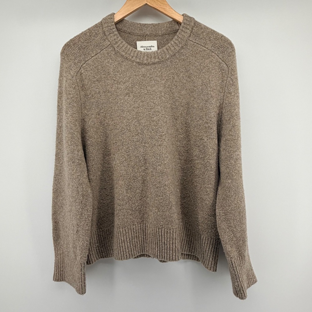 Abercrombie & Fitch Crewneck Sweater Mens Medium Brown Knit Wool Blend Pullover